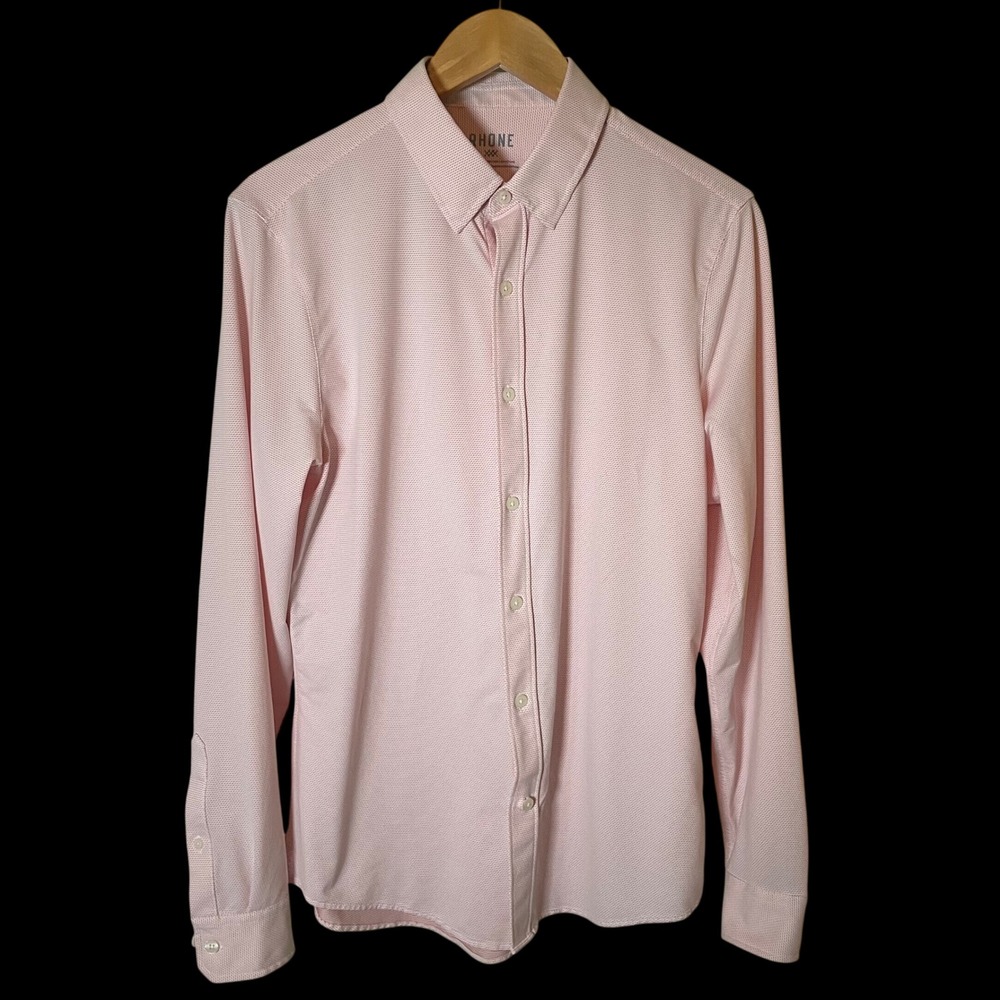 Rhone Commuter Shirt Mens Medium Slim Fit Pink Micro Pattern Performance Stretch